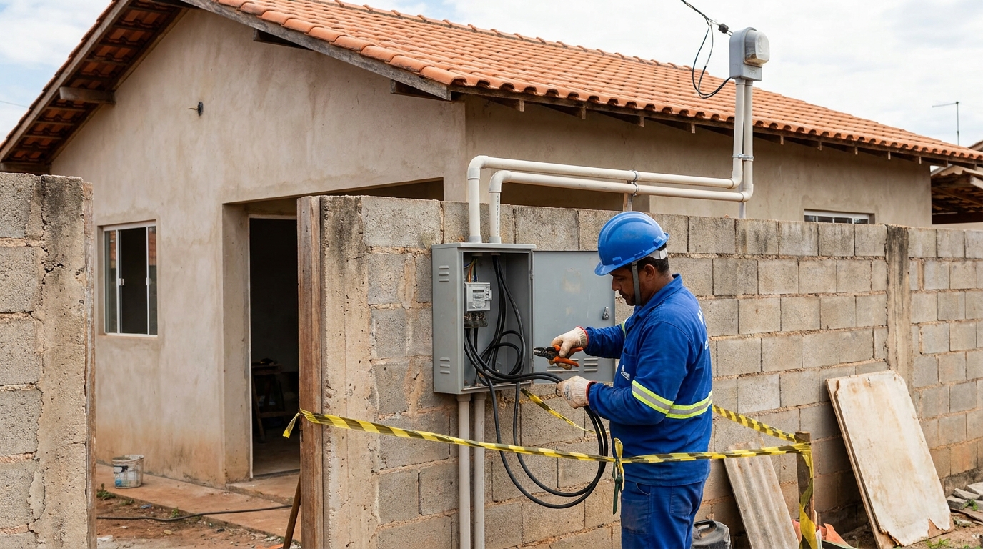 Eletricista instalando padrao de energia em Piracicaba‑SP
