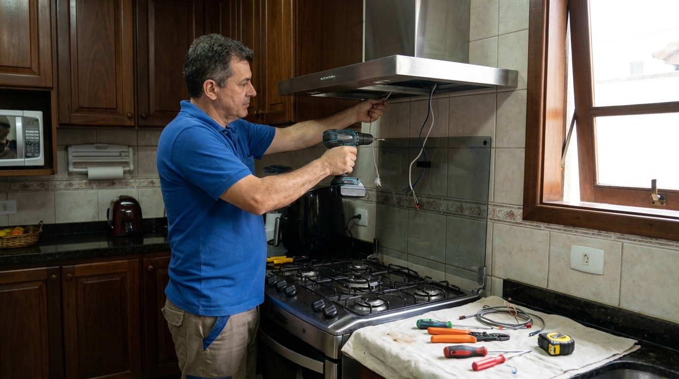 Instalacao de coifa e exaustor residencial em Piracicaba‑SP