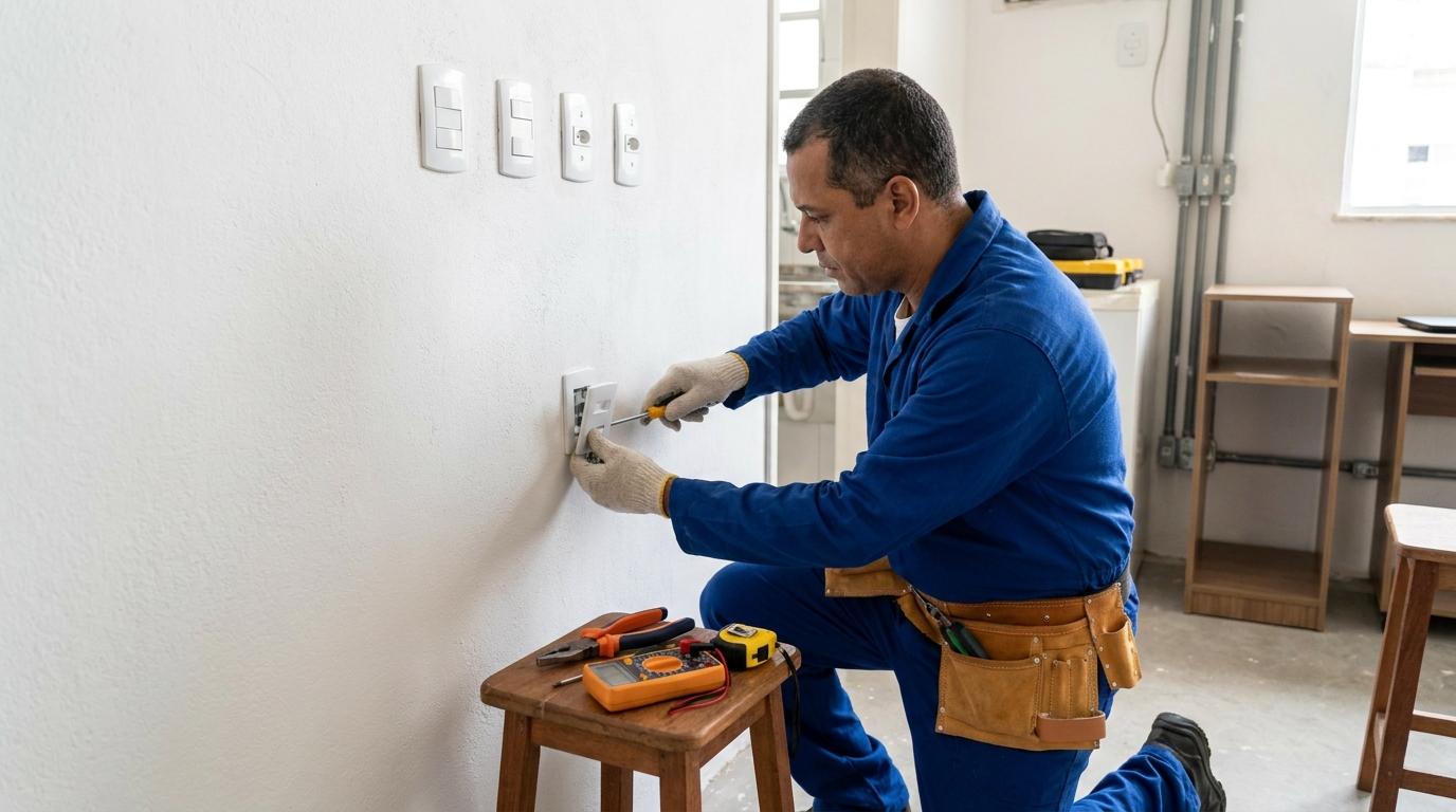 Instalacao de tomada e interruptor profissional em Piracicaba‑SP