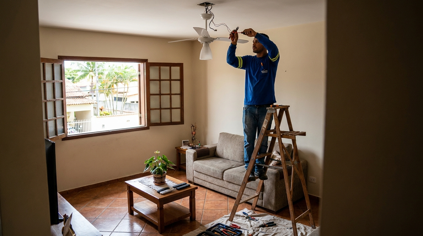 Instalacao de ventilador de teto profissional em Piracicaba‑SP